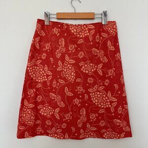Columbia Terracotta Floral Linen Blend Skirt, Size Small